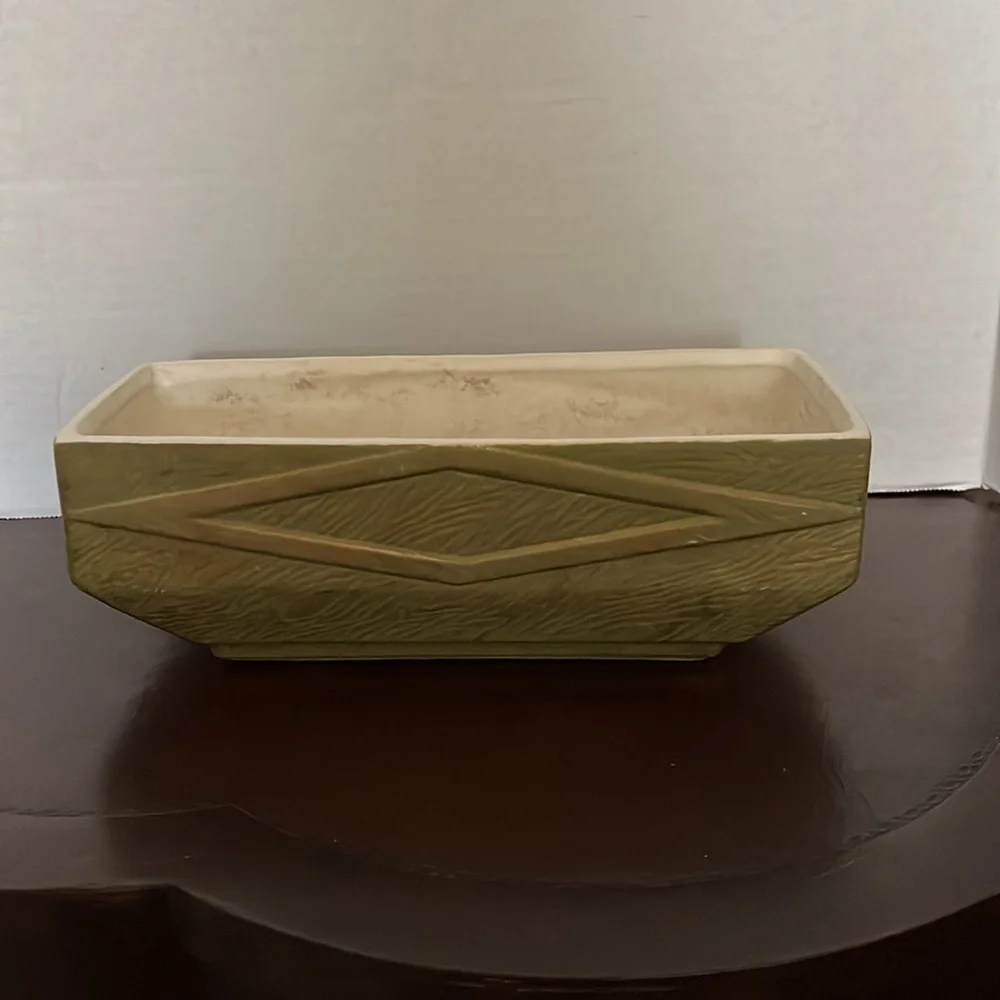 Vintage McCoy Art Pottery Green Rectangular Planter